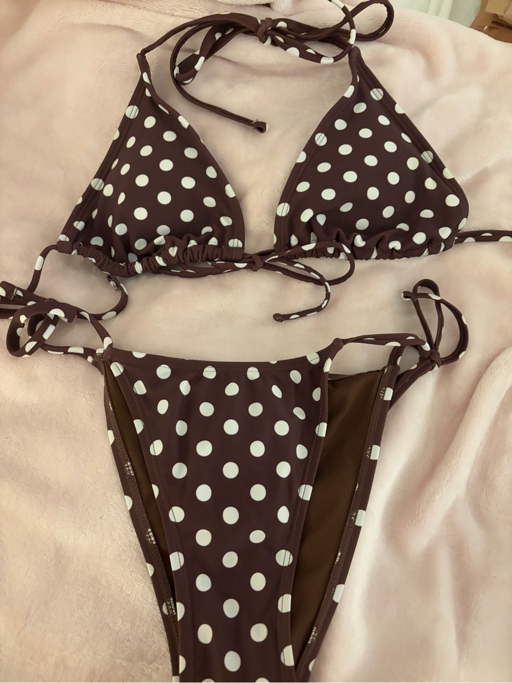 wild fable Brown & White Polka Dot Triangle Bikini